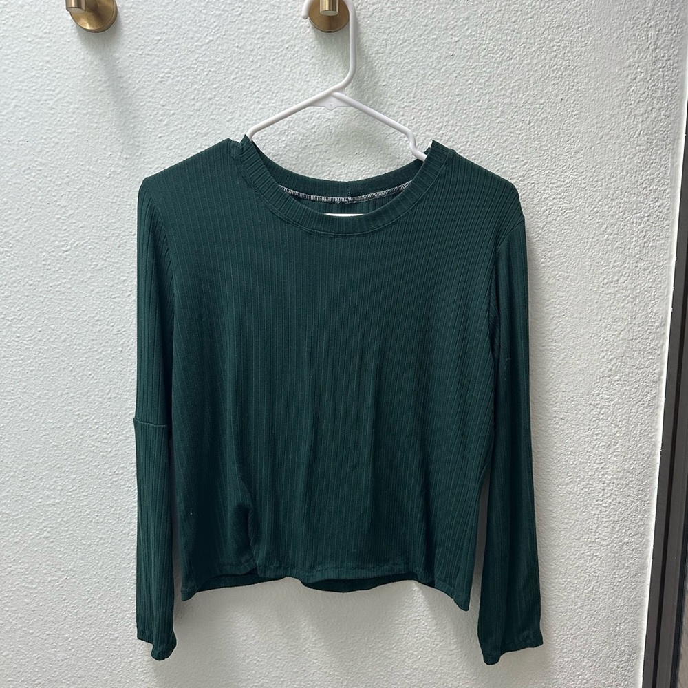 Handmade Emerald Green Long Sleeve Rib Top